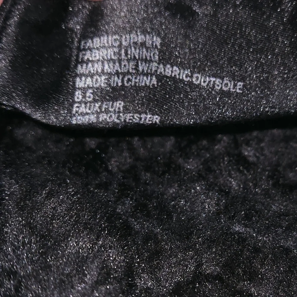 BIRDIES The Starling Velvet Flats US 8.5 Black Faux-Fur Lined Slip-On Loafer